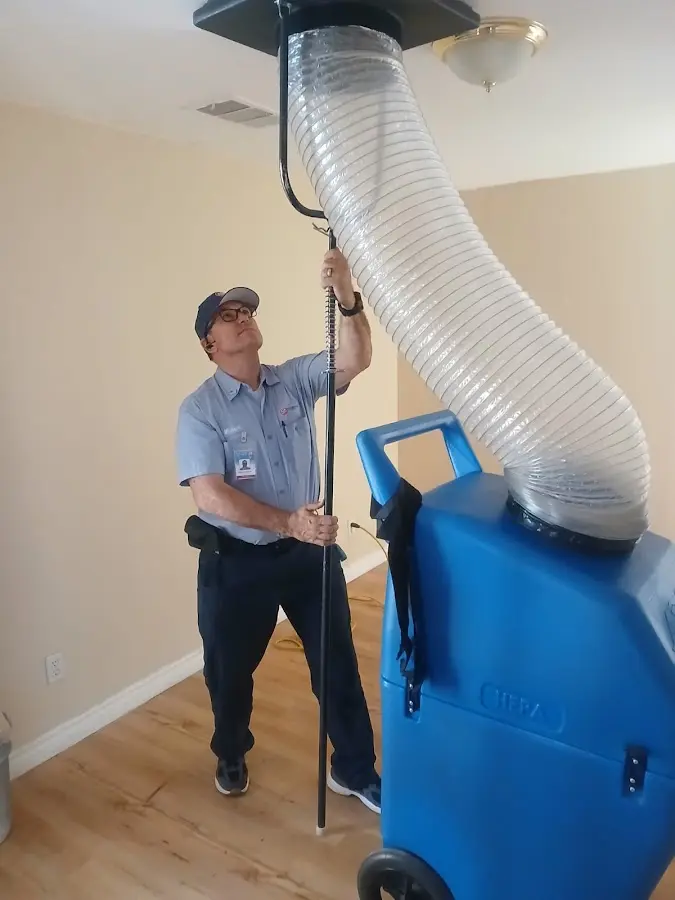 Mini Split Installation technician using HEPA equipment in La Mesa
